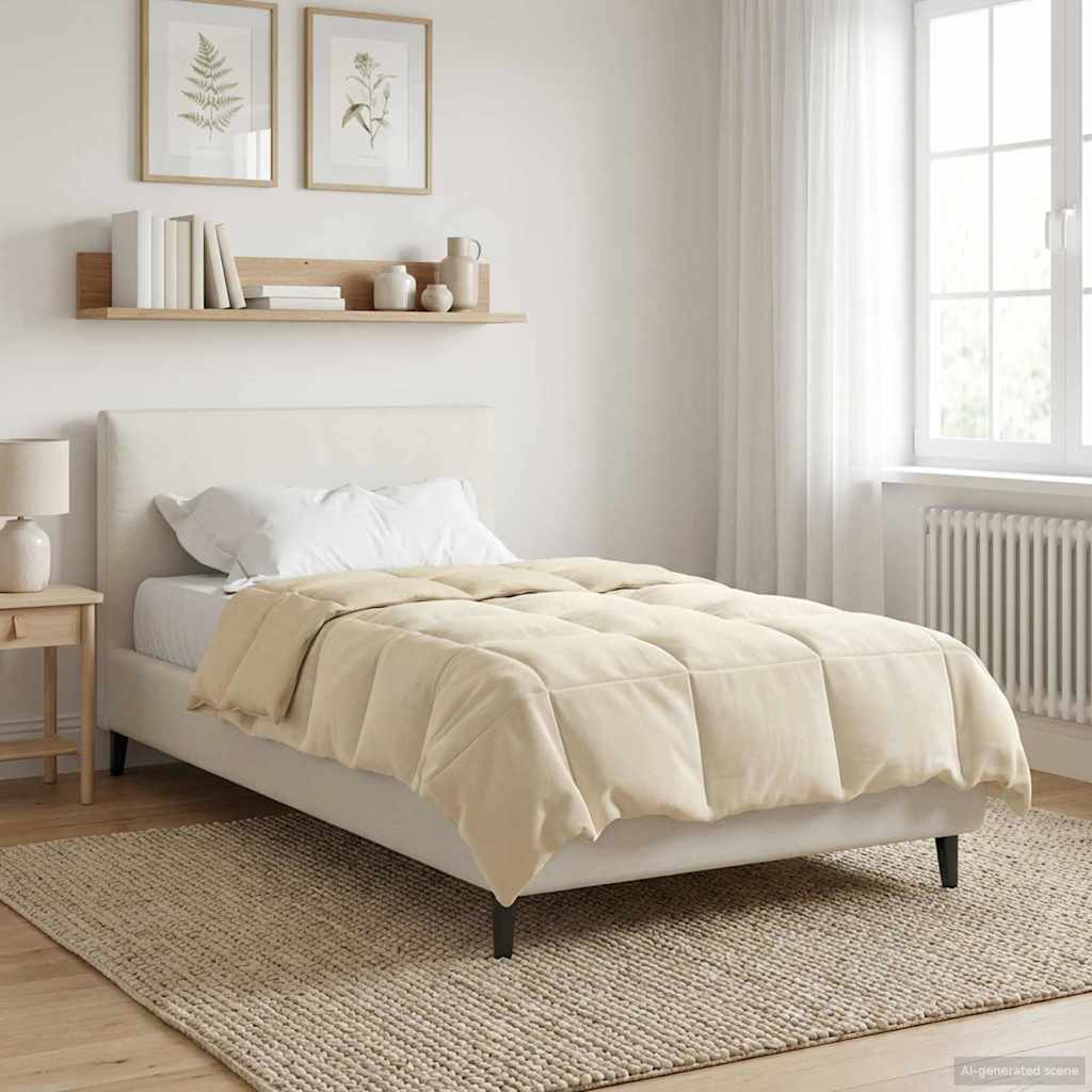 Edredom de verão simples creme 155 x 220 cm microfibra