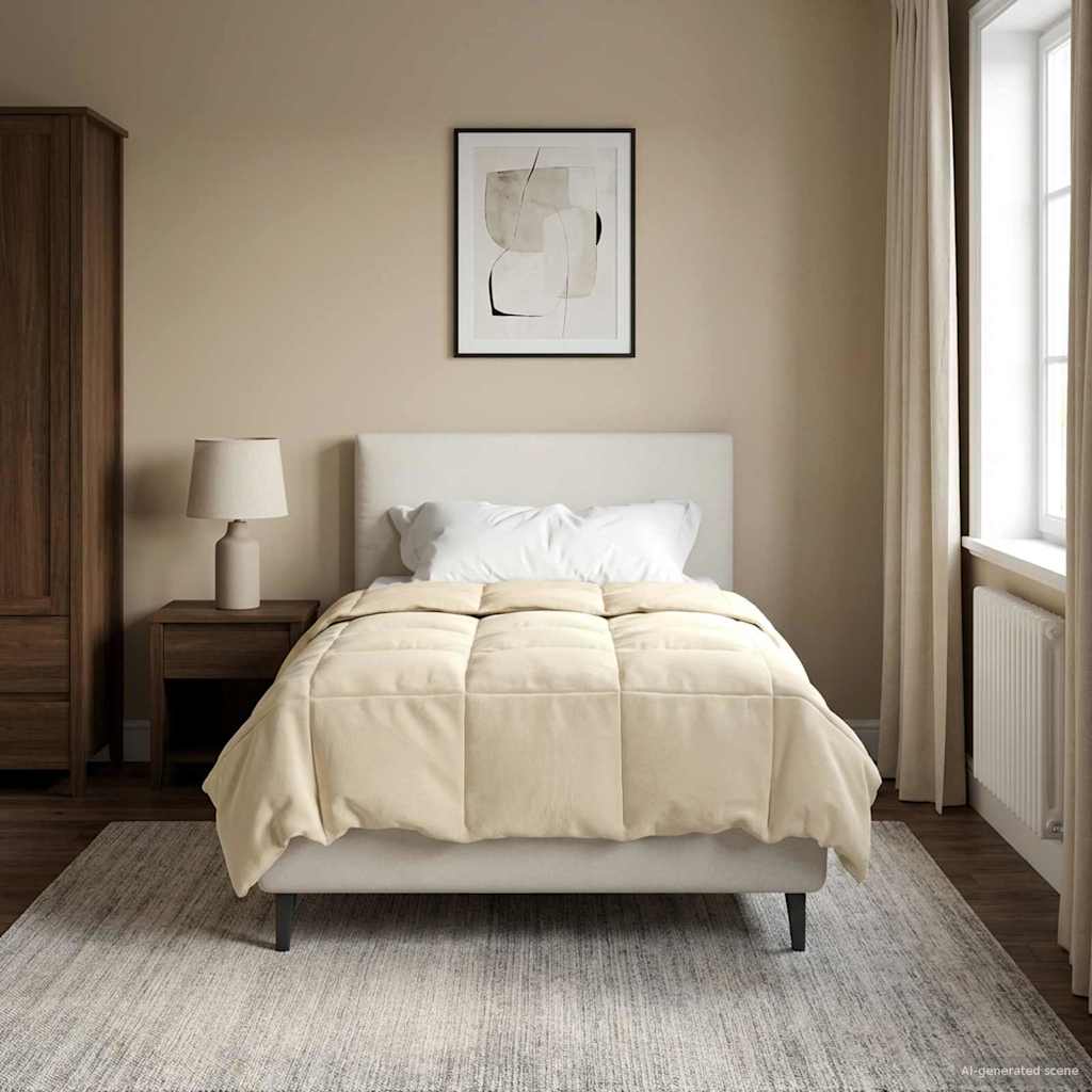 Edredom de verão simples creme 155 x 220 cm microfibra