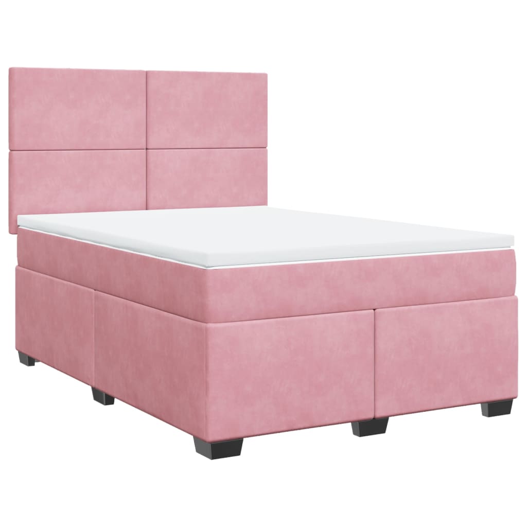 Cama com molas/colchão 160x200 cm veludo rosa