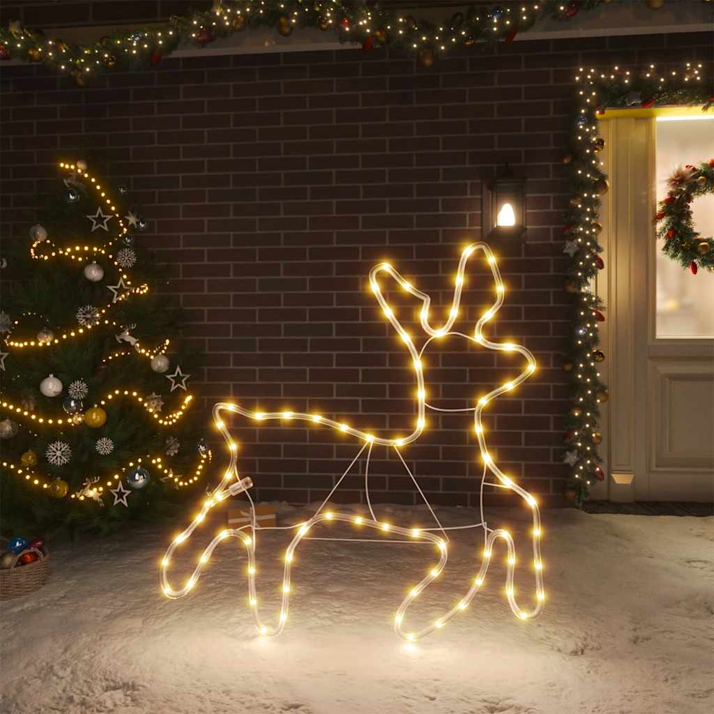Figuras de rena de natal + 72 leds 57x55x4,5 cm branco quente