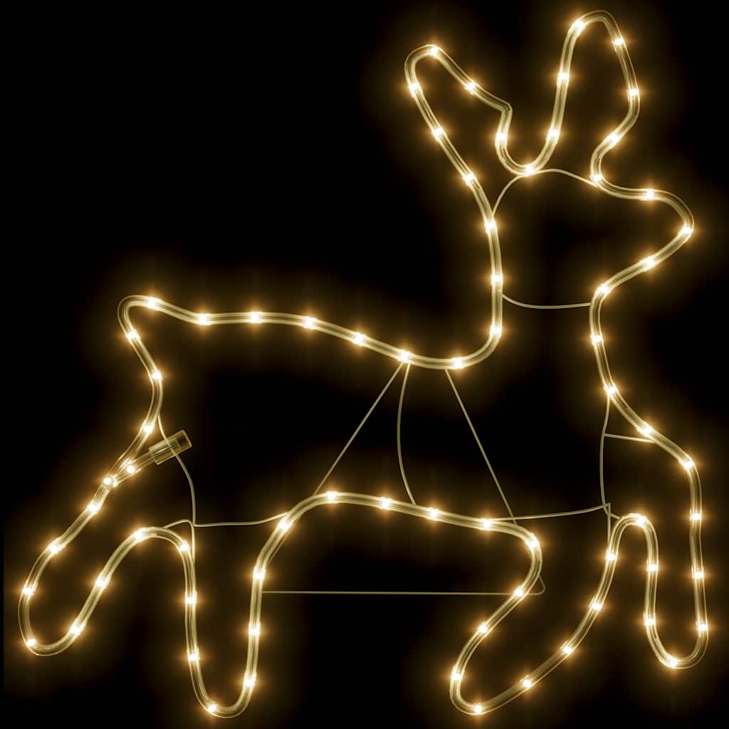 Figuras de rena de natal + 72 leds 57x55x4,5 cm branco quente