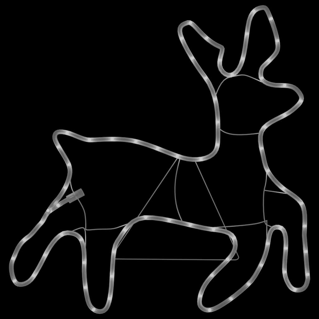 Figuras de rena de natal + 72 leds 57x55x4,5 cm branco quente