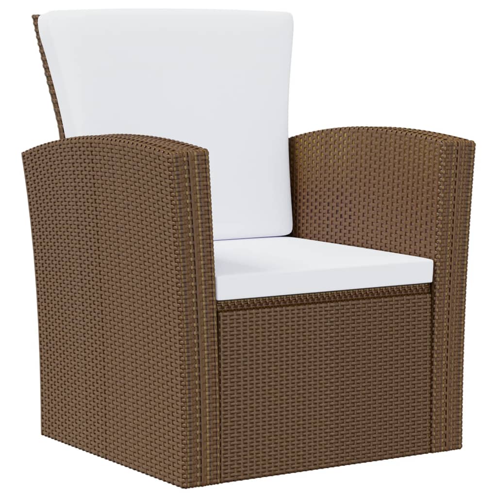 8 Pcs conjunto lounge jardim c/ almofadões vime PE castanho