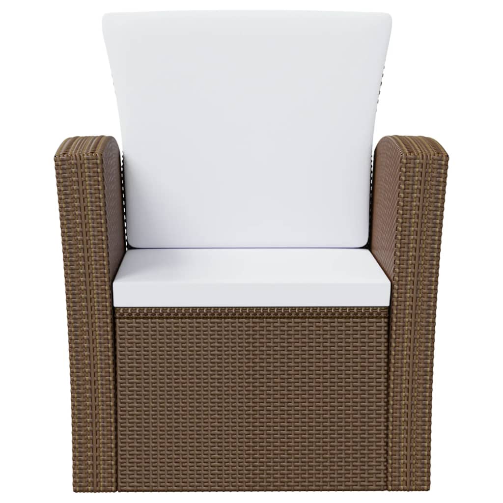 8 Pcs conjunto lounge jardim c/ almofadões vime PE castanho