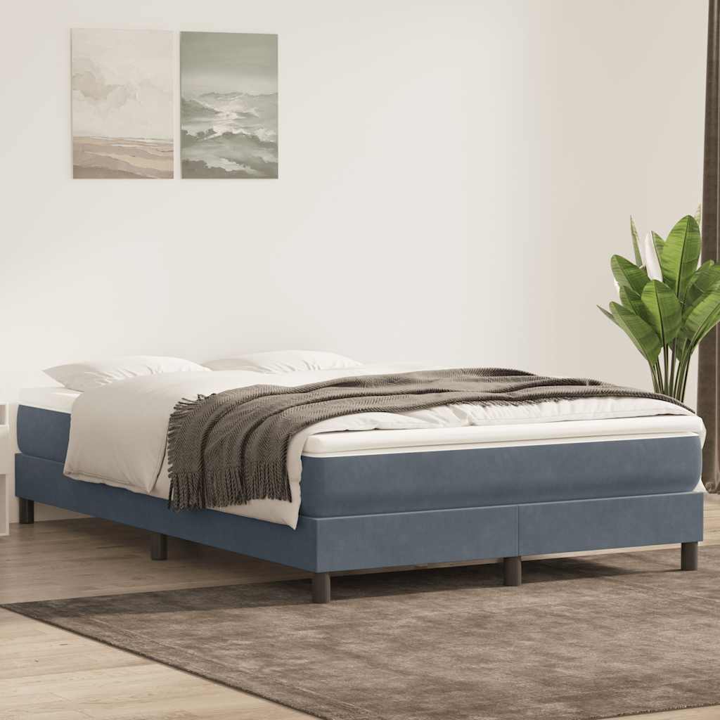 Cama com molas sem colchão 140x220 cm veludo cinzento-escuro
