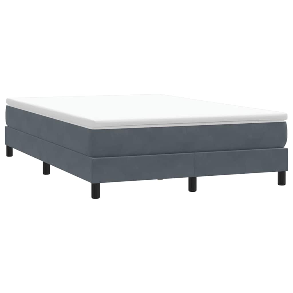 Cama com molas sem colchão 140x220 cm veludo cinzento-escuro