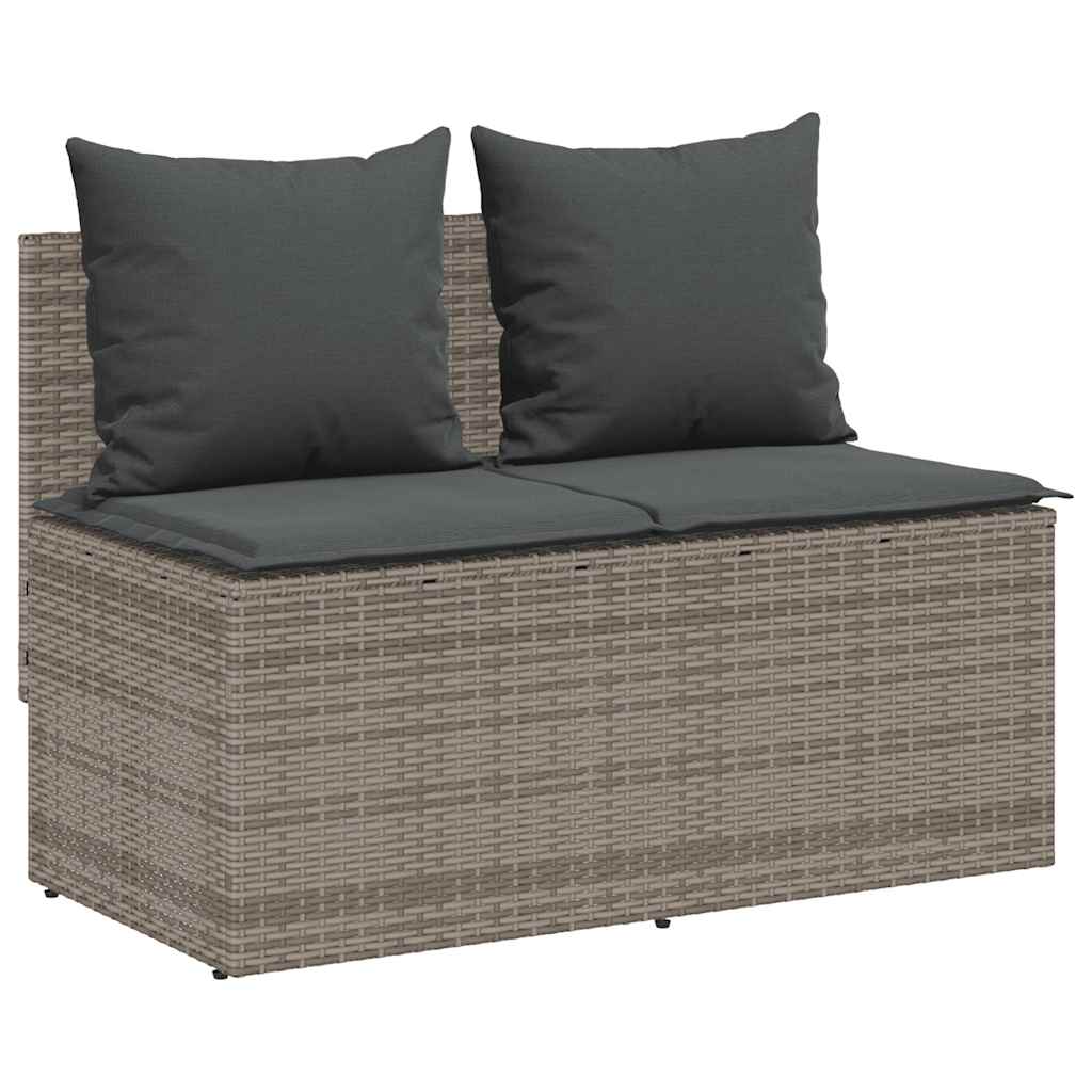 3 Pcs conjunto de jantar p/ jardim c/ almofadões vime PE cinza