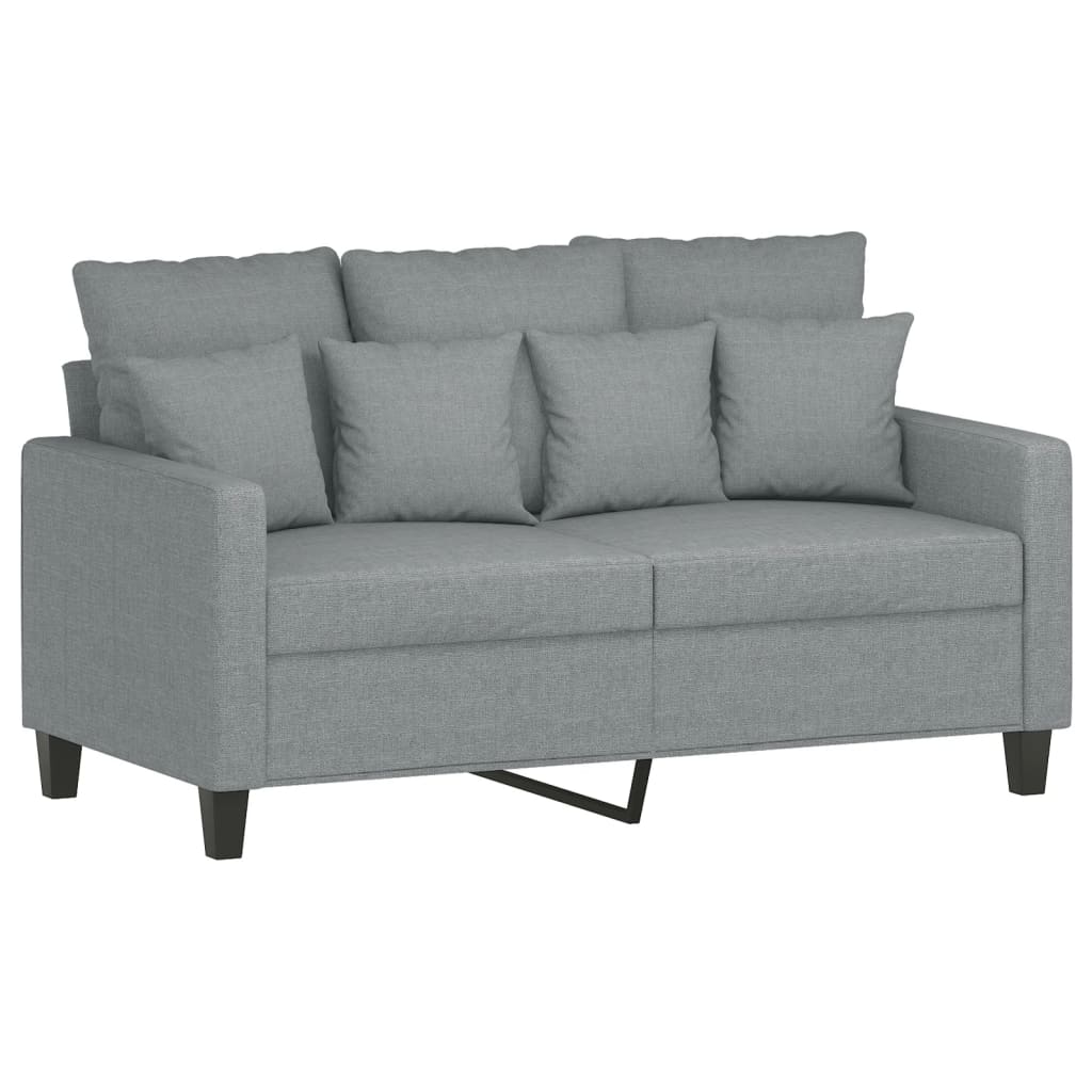 3 Pcs conjunto de sofás com almofadas tecido cinzento-claro