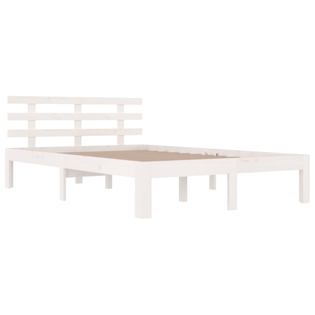 Estrutura de cama super king pinho maciço 180x200 cm branco