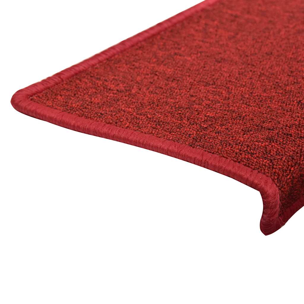 Tapetes de escada 15 peças 65x21x4 cm vermelhos com borda retangular