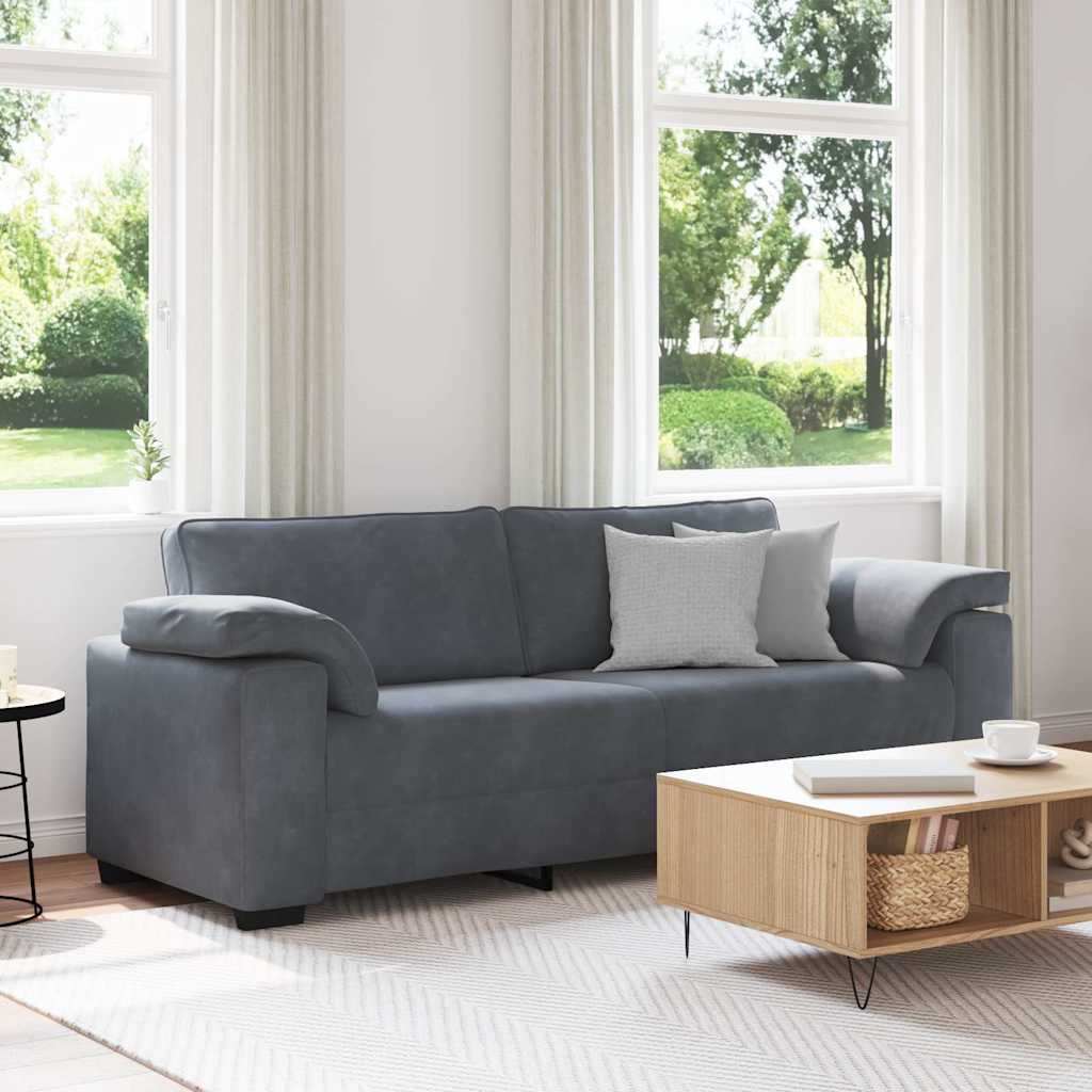 Sofá de 3 lugares 220x77x82 cm veludo cinza-escuro