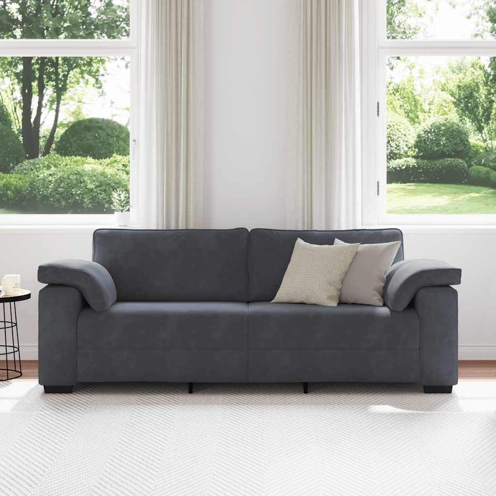 Sofá de 3 lugares 220x77x82 cm veludo cinza-escuro