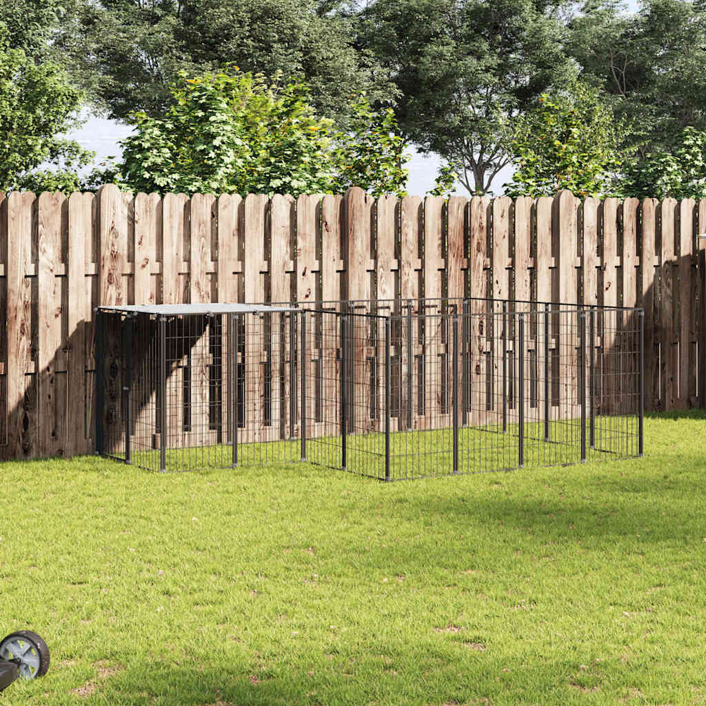 Canil para cães 6,05 m² aço preto