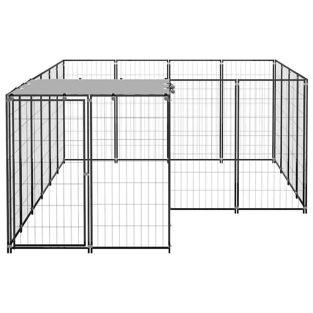 Canil para cães 6,05 m² aço preto