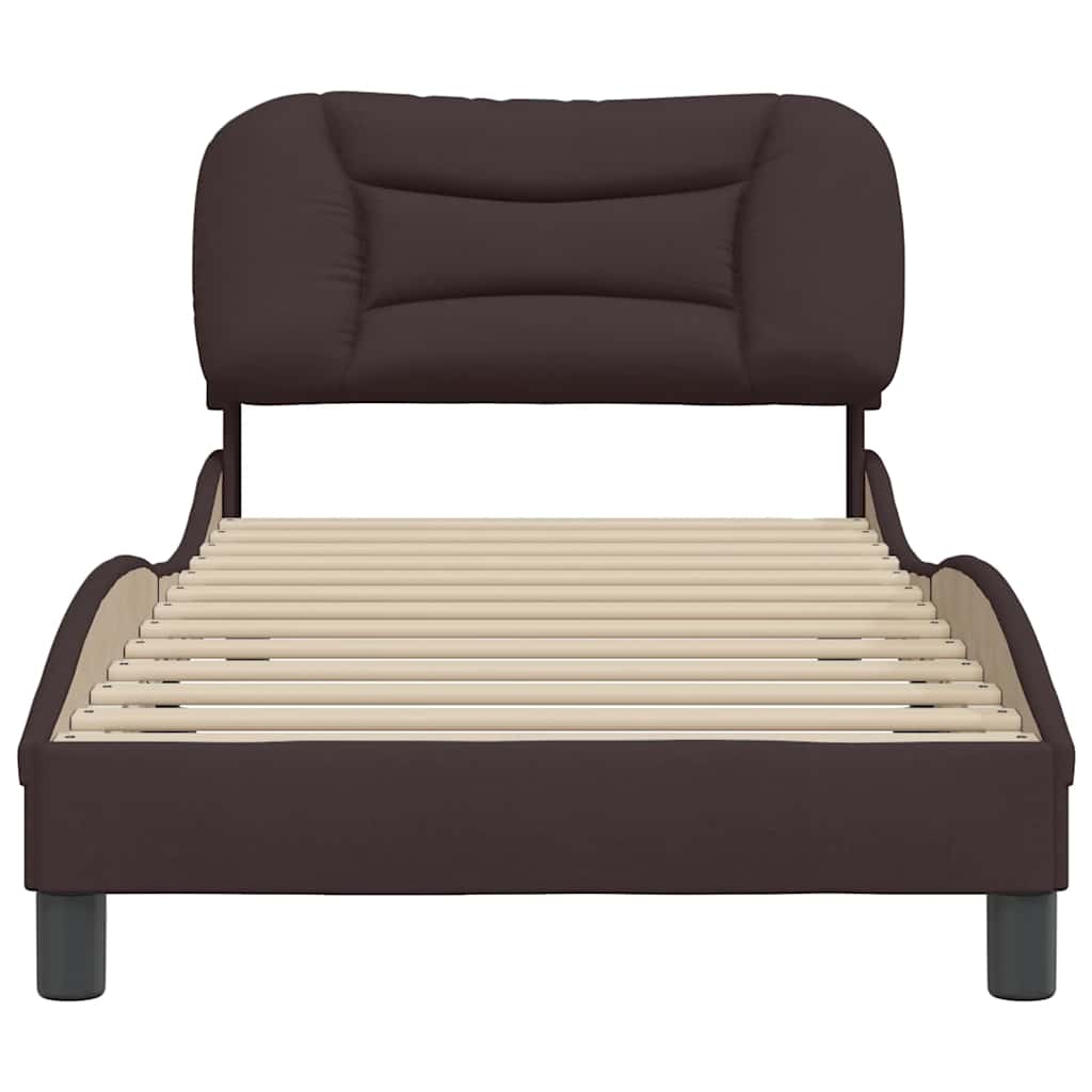 Estrutura de cama sem colchão hvar 80x200 cm tecido castanho-escuro