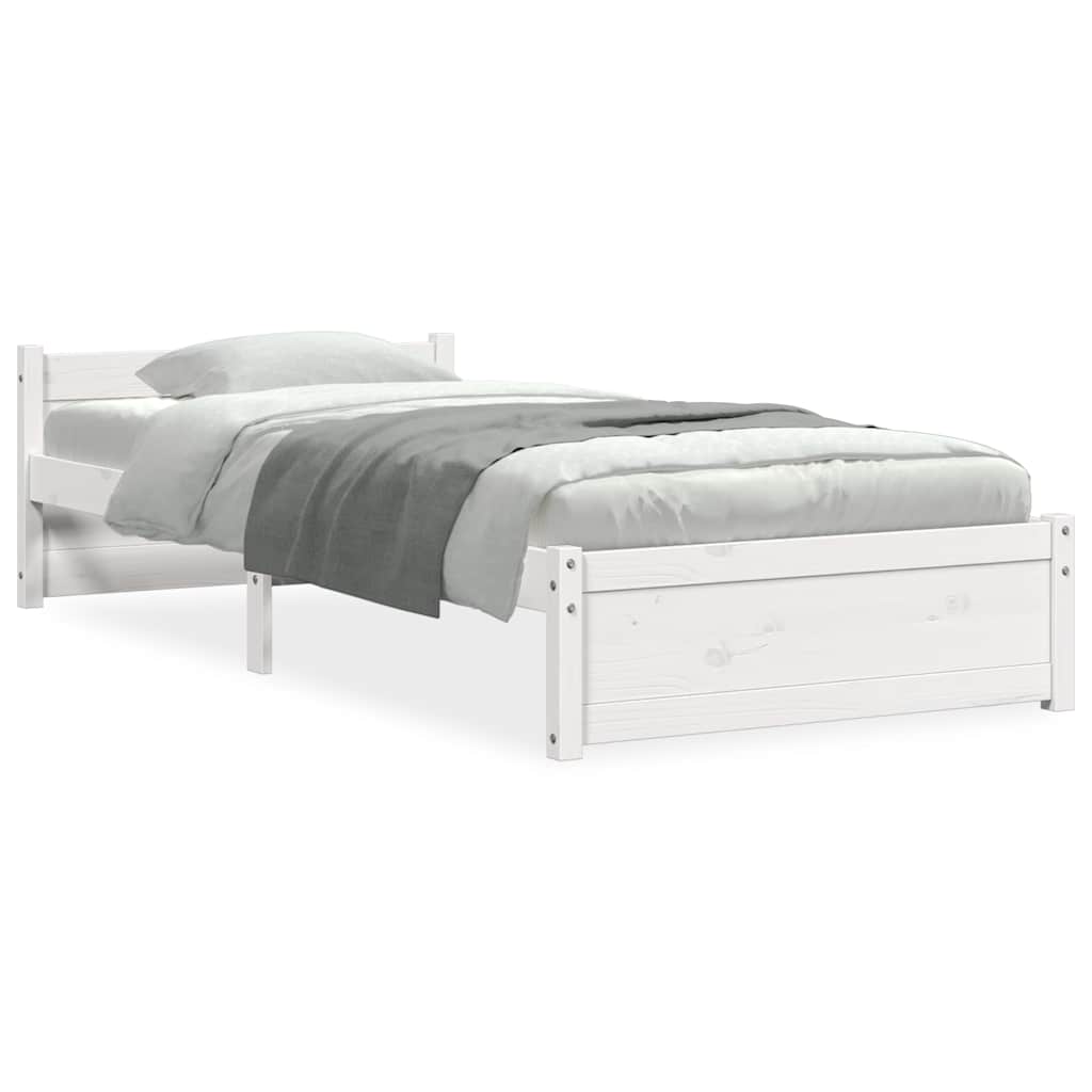 Estrutura de cama solteiro 90x190 cm madeira maciça branco