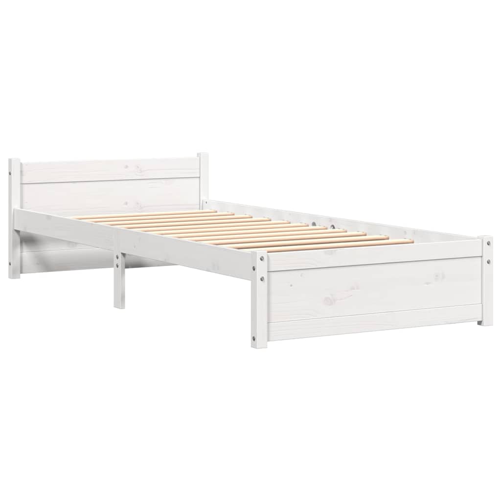 Estrutura de cama solteiro 90x190 cm madeira maciça branco