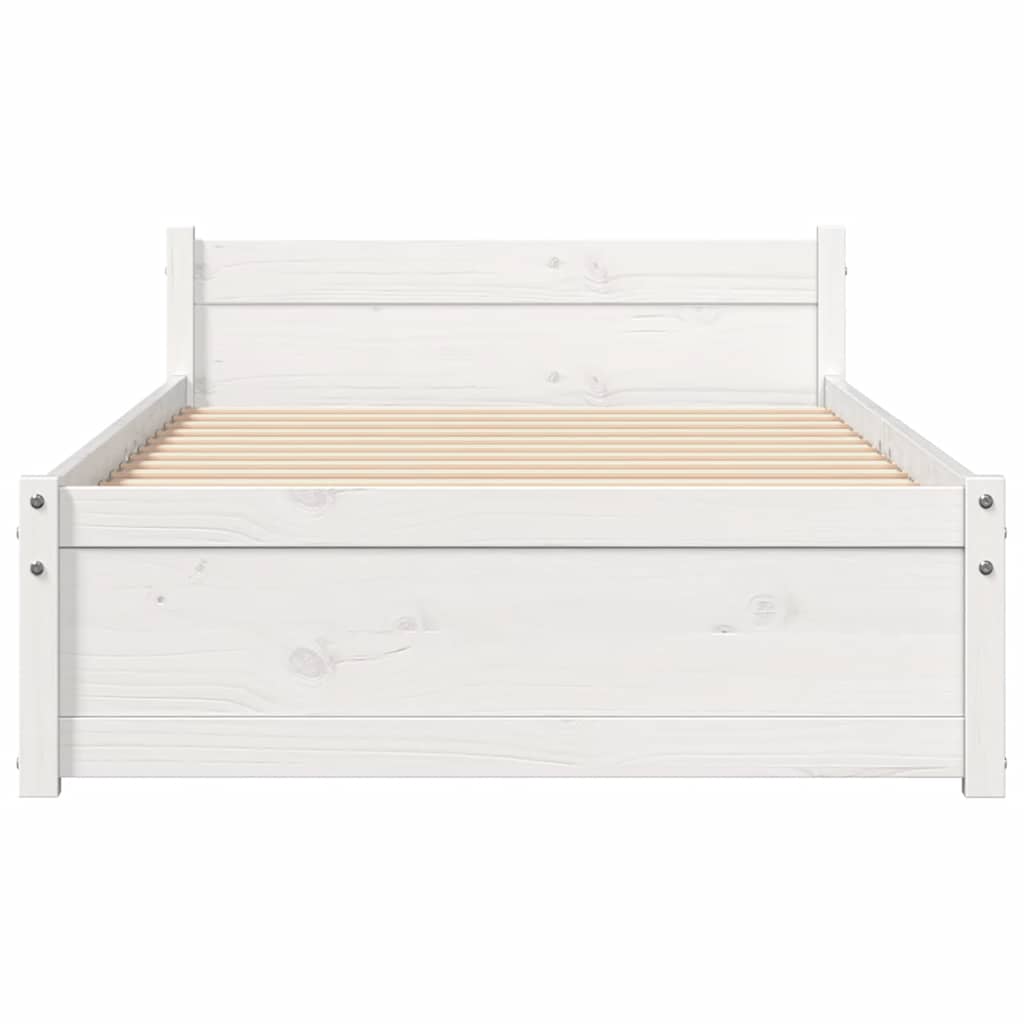Estrutura de cama solteiro 90x190 cm madeira maciça branco