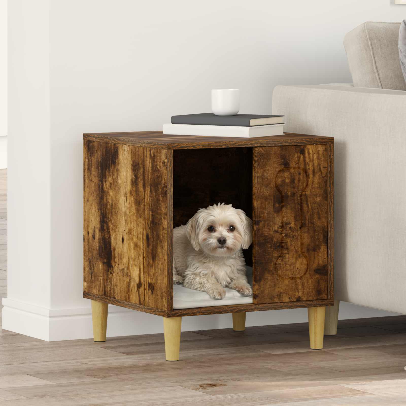 Casinha para cachorro carvalho defumado 44 x 42 x 49 cm