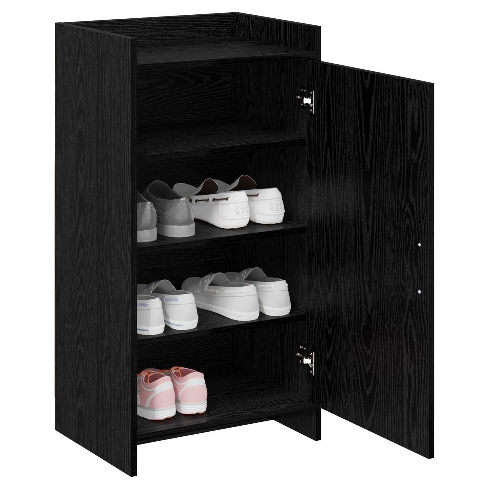 Armário de sapatos com porta carvalho preto 48 x 36 x 92 cm