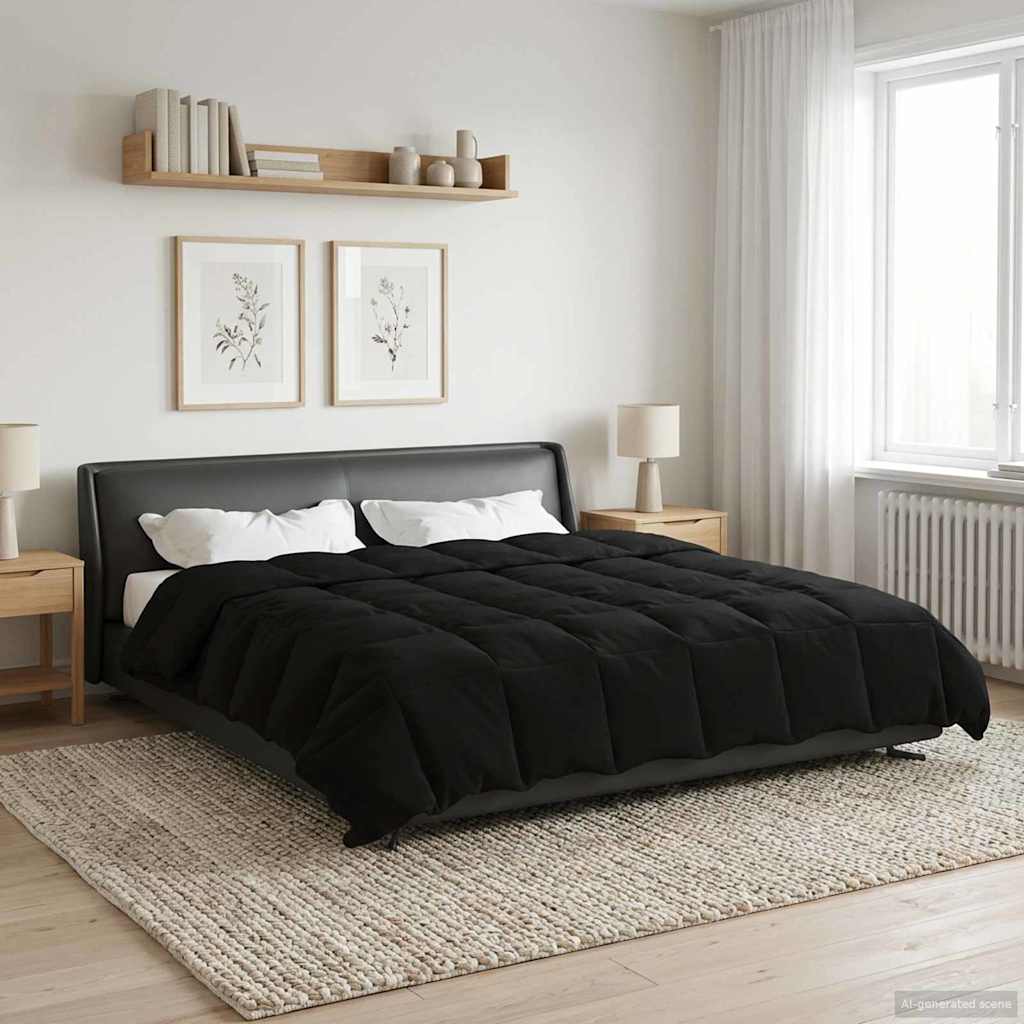 Duvet de ano inteiro colchonete preto 200 x 220 cm microfibra