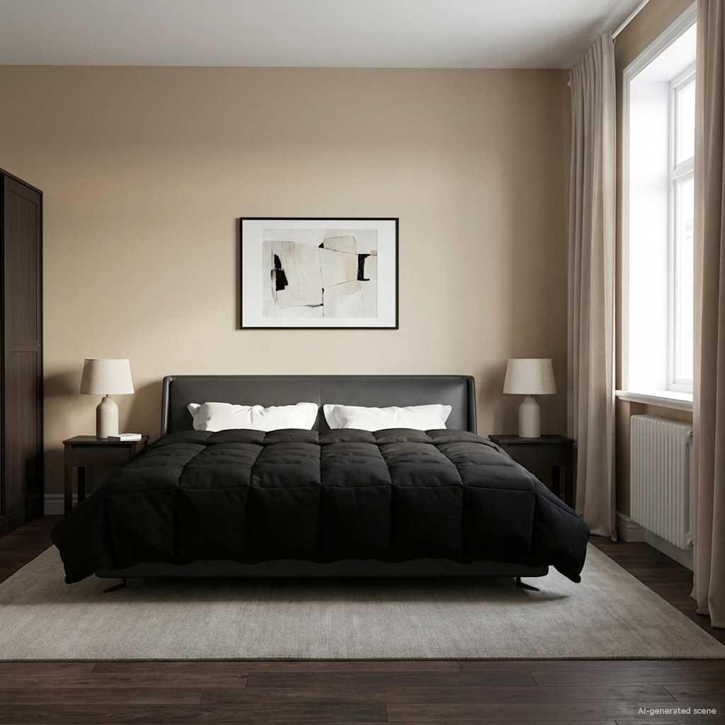 Duvet de ano inteiro colchonete preto 200 x 220 cm microfibra