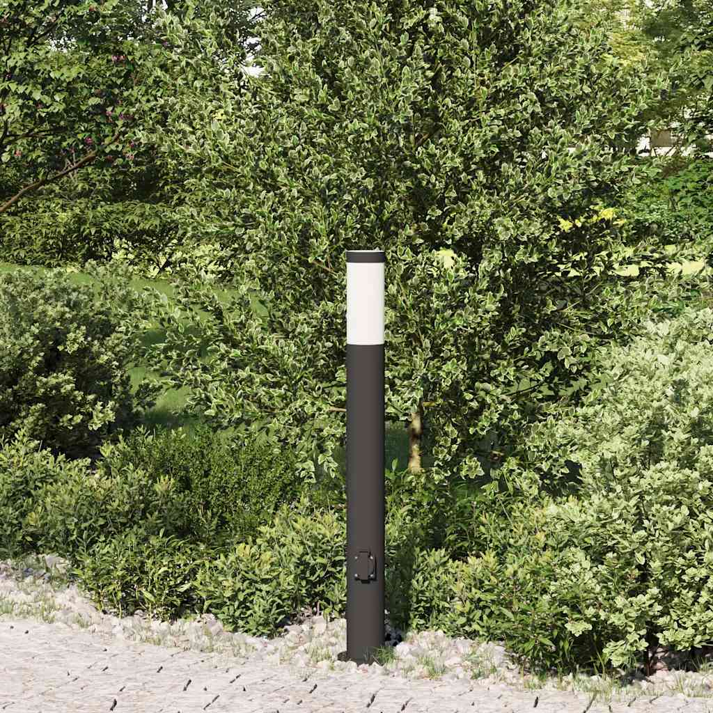 Luminária de poste com tomada, 80 cm, aço inoxidável, IP44