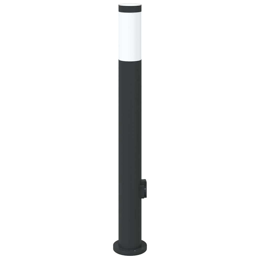 Luminária de poste com tomada, 80 cm, aço inoxidável, IP44