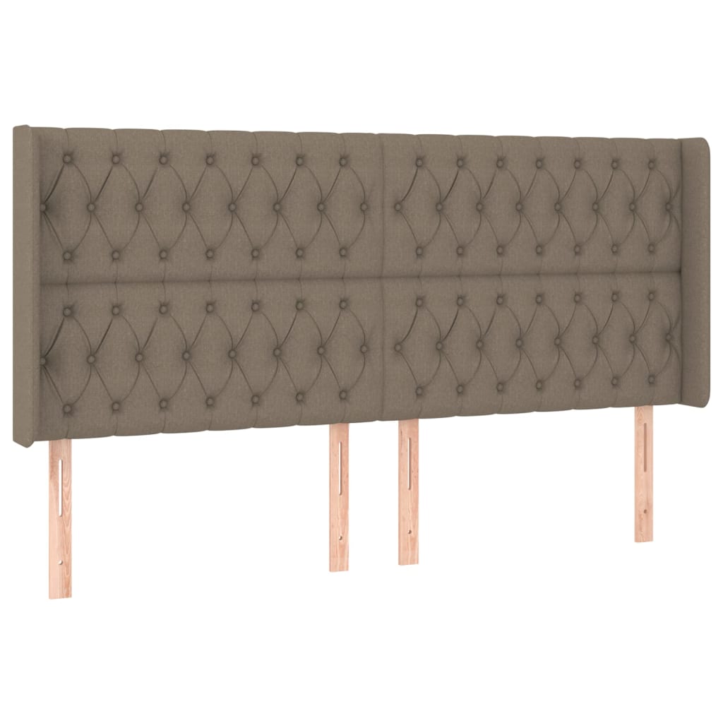 Cabeceira cama c/ LED tecido 183x16x118/128cm cinza-acastanhado