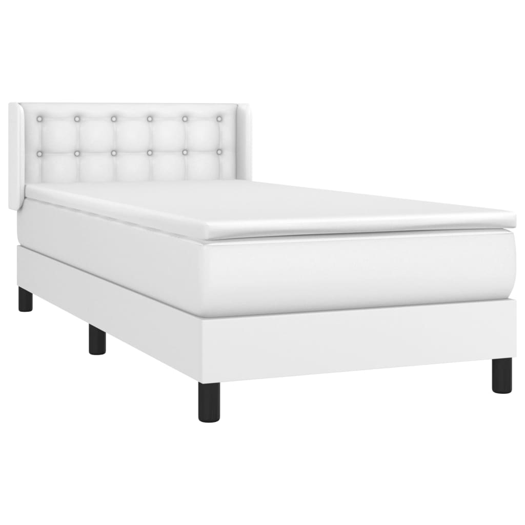 Cama com molas/colchão 100x200 cm couro artificial branco