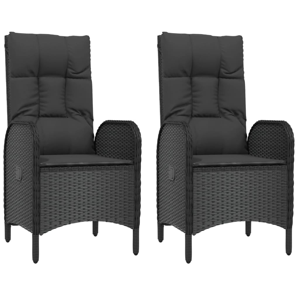 5 Pcs conjunto de jantar p/ jardim c/ almofadões vime PE preto