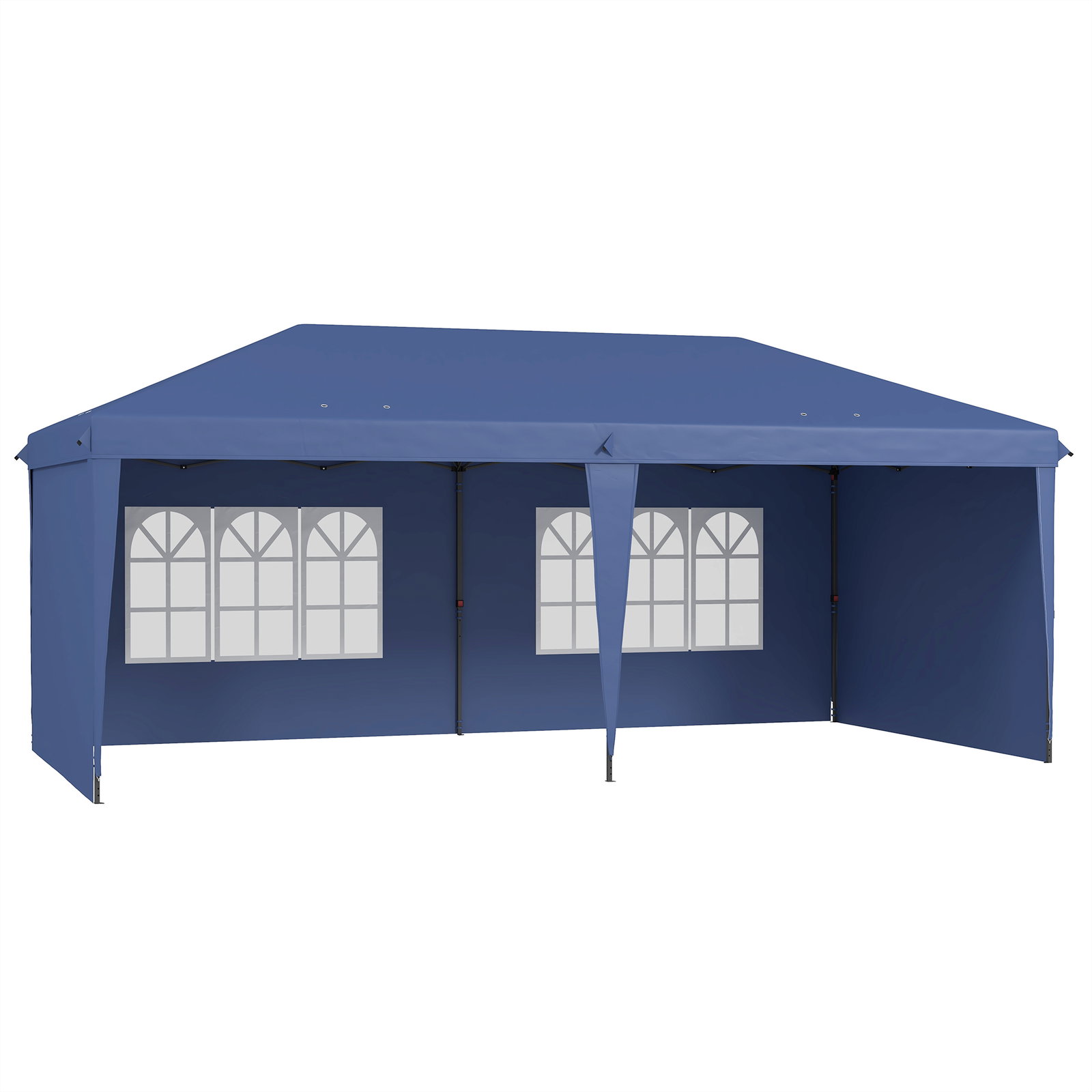 Tenda dobrável 6x3 m pop-up com 4 laterais desmontáveis tenda de jardim com 2 janelas visíveis saco de transporte azul