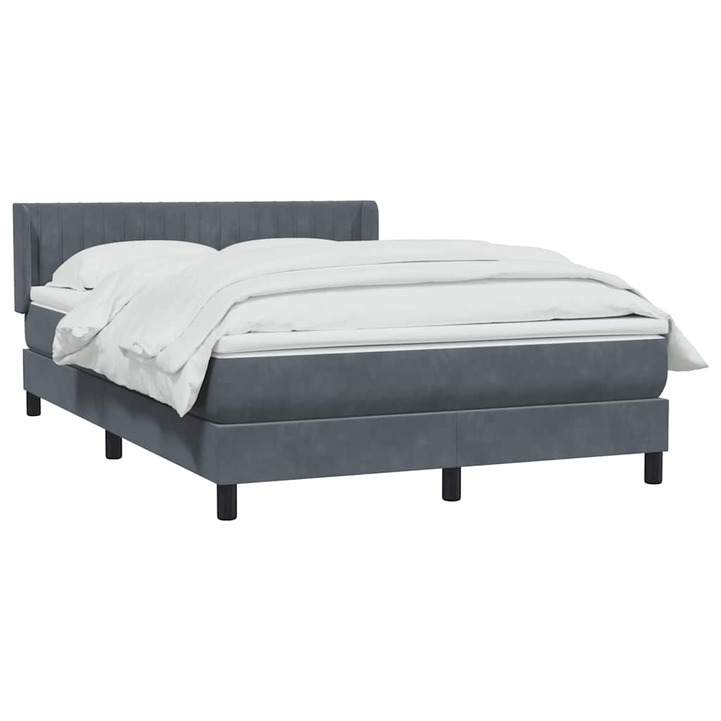 Cama com molas/colchão 160x210 cm veludo cinzento-escuro