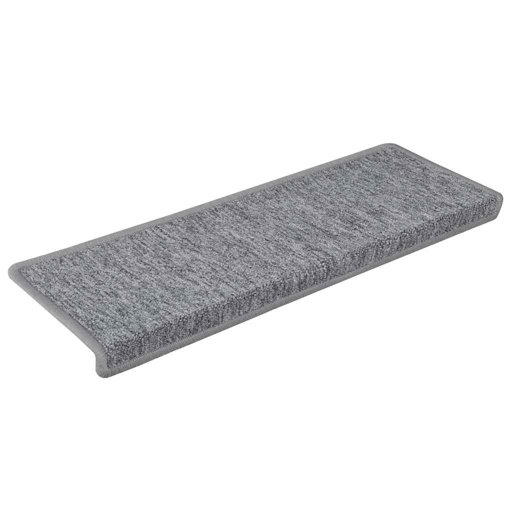 Tapetes de escada 30 peças 65x21x4 cm cinza claro com borda retangular