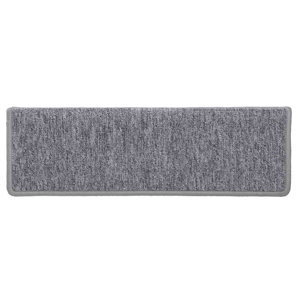 Tapetes de escada 30 peças 65x21x4 cm cinza claro com borda retangular