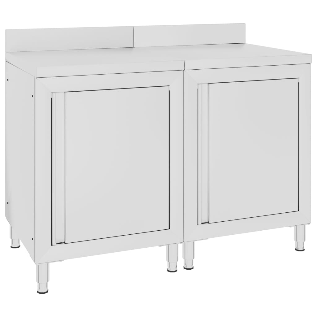 Mesa trabalho comercial c/ armário 120x60x96 cm aço inoxidável