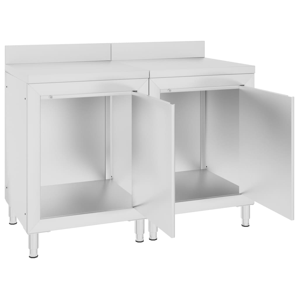 Mesa trabalho comercial c/ armário 120x60x96 cm aço inoxidável