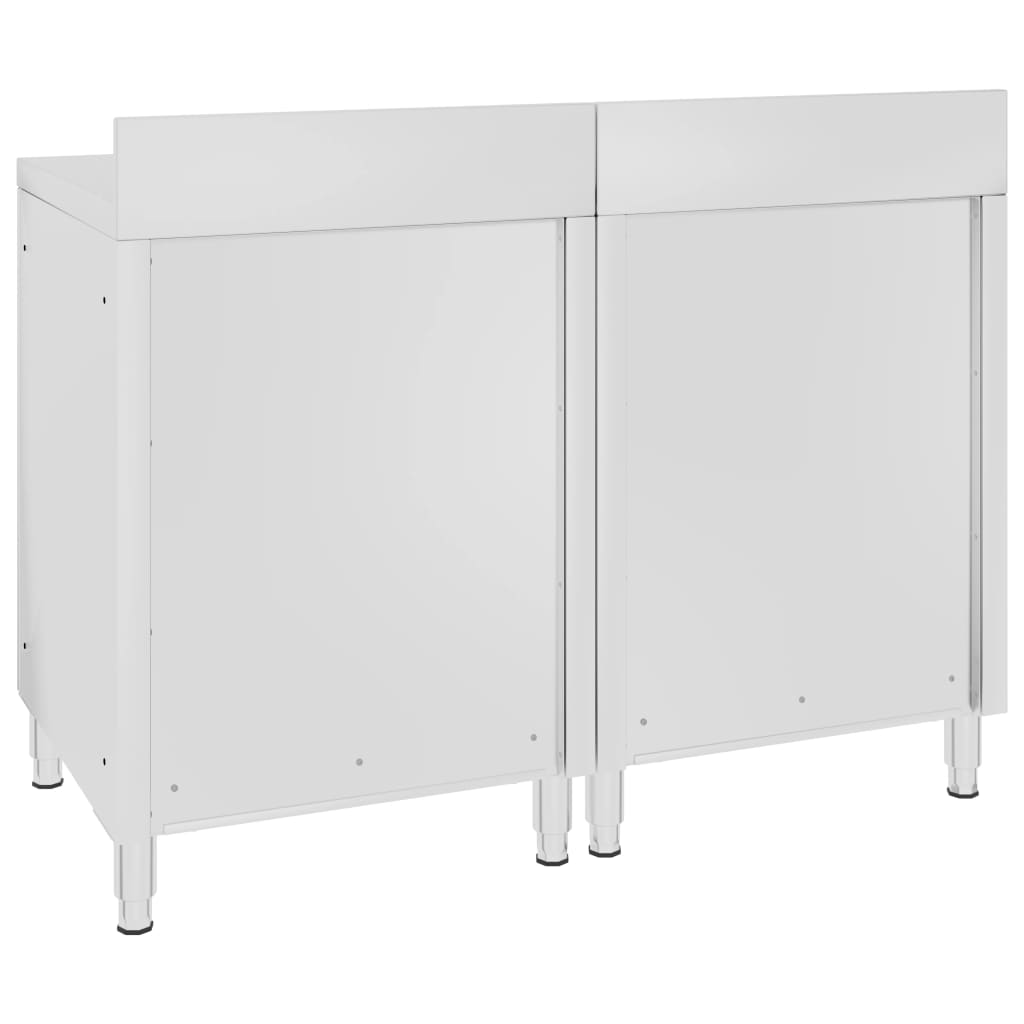 Mesa trabalho comercial c/ armário 120x60x96 cm aço inoxidável