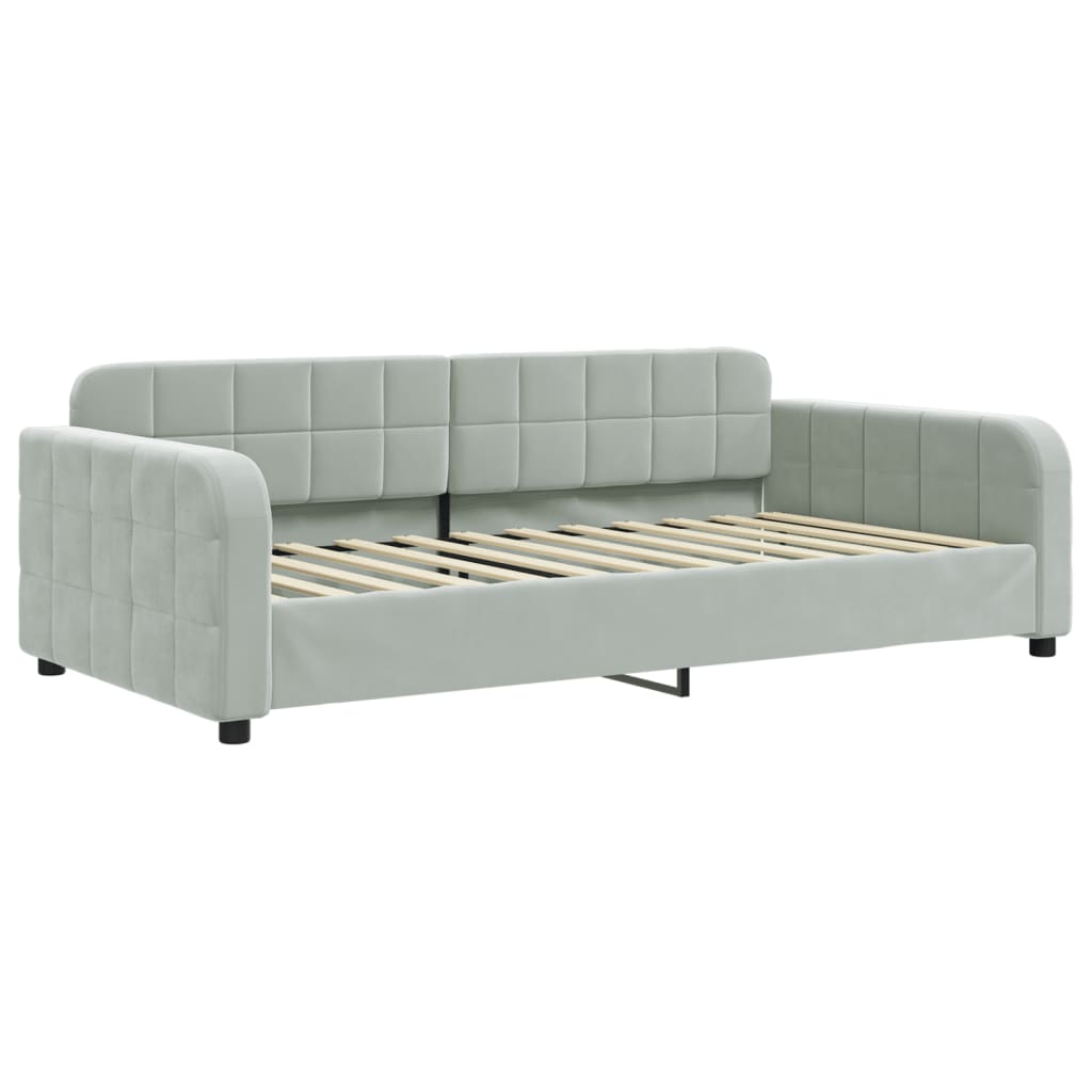 Sofá-cama c/ gavetão e gavetas 100x200 cm veludo cinzento-claro