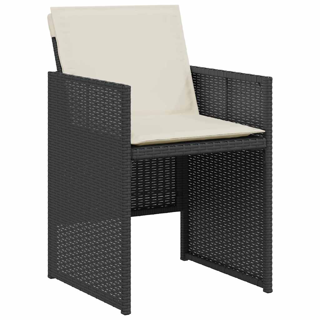 3 Pcs conjunto de bistrô com almofadões vime PE preto