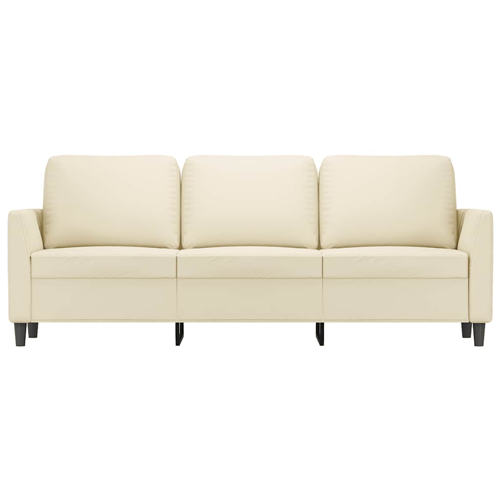 Sofá de 3 lugares 180 cm couro artificial cor creme