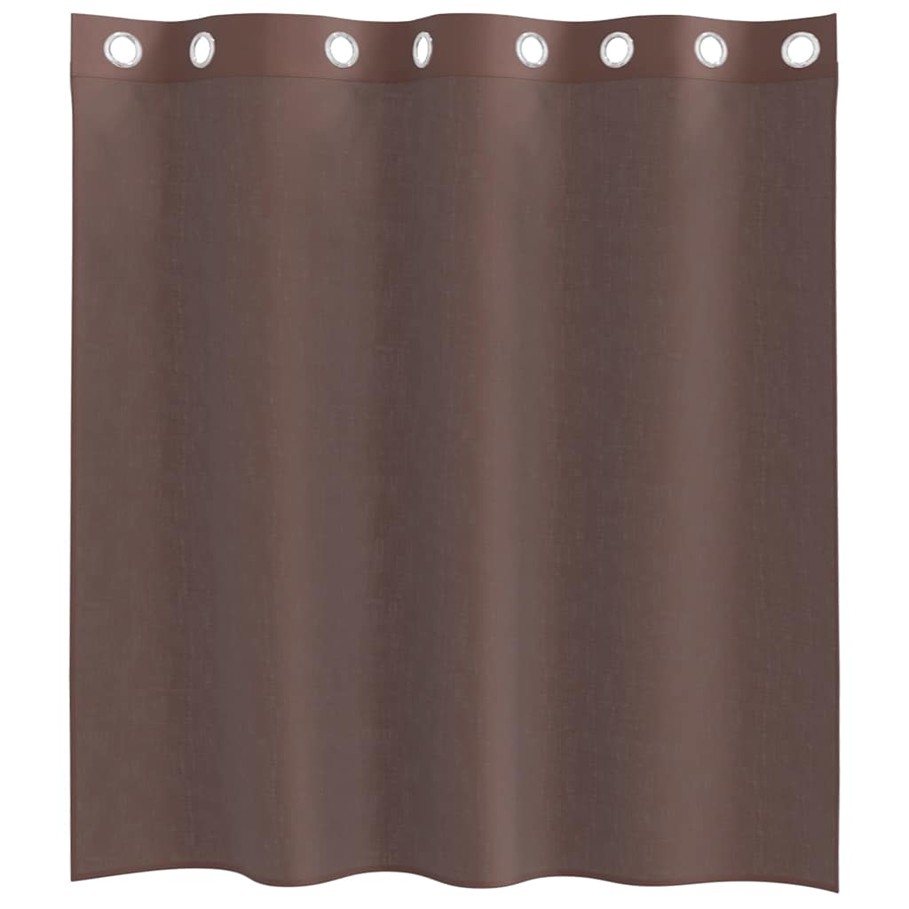 Cortinas de voile com ilhós 2 pcs castanho 140x140 cm