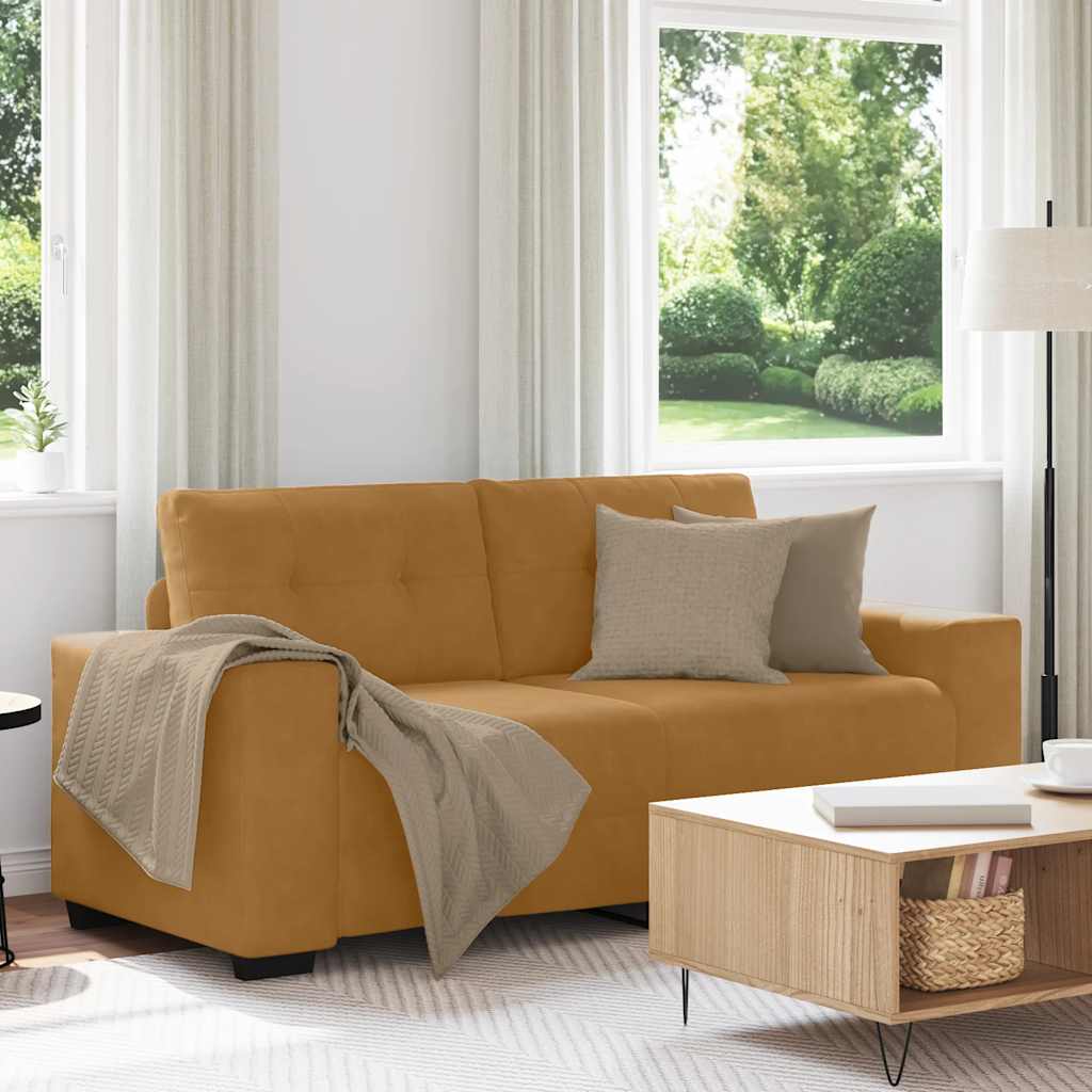 Sofá de dois lugares marrom, 180x77x82 cm, veludo