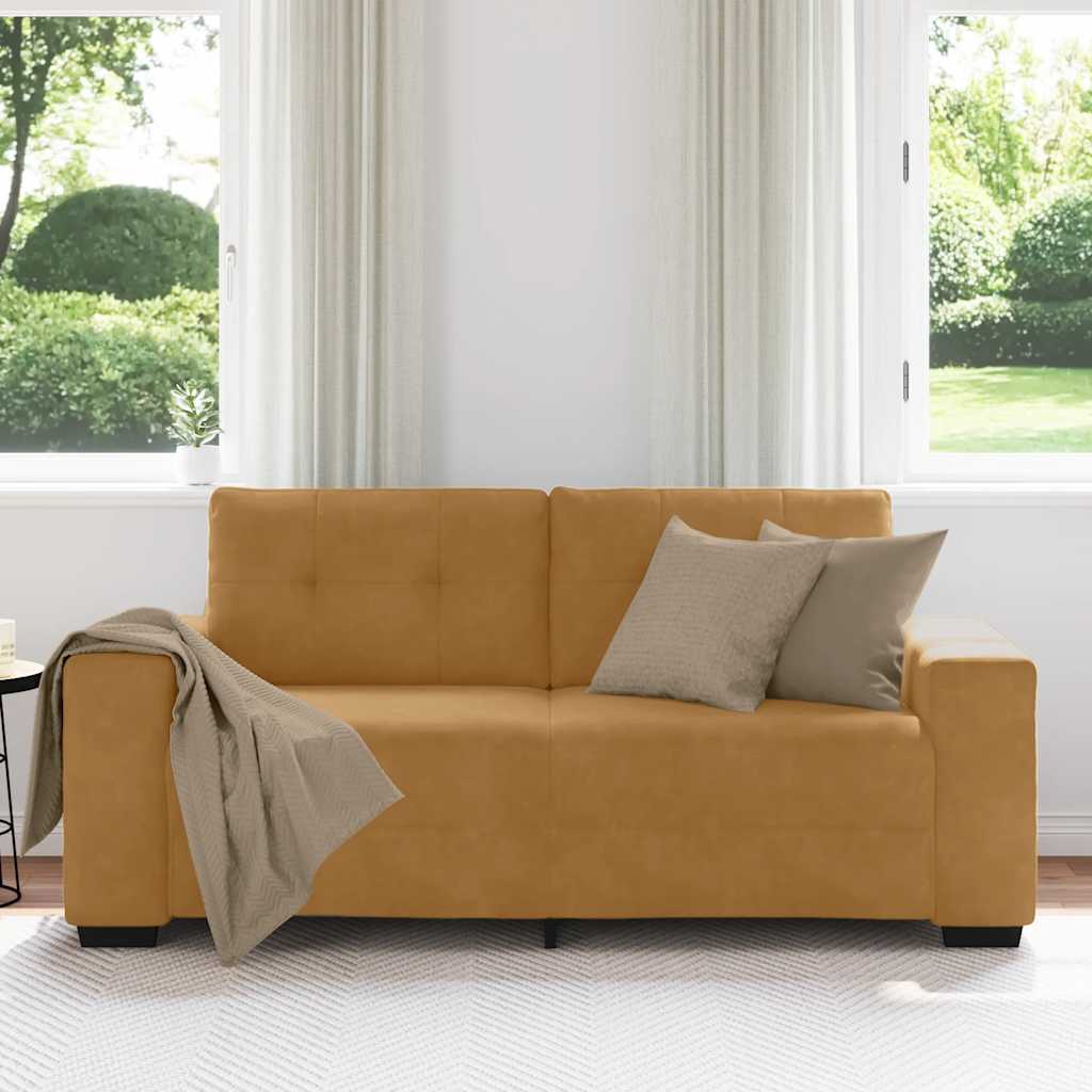 Sofá de dois lugares marrom, 180x77x82 cm, veludo