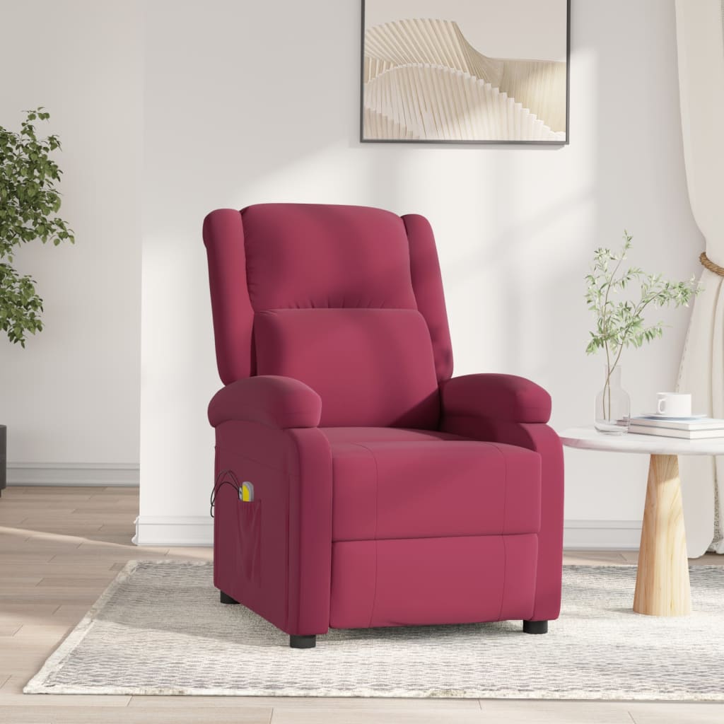 Poltrona de massagens elétrica veludo vermelho tinto