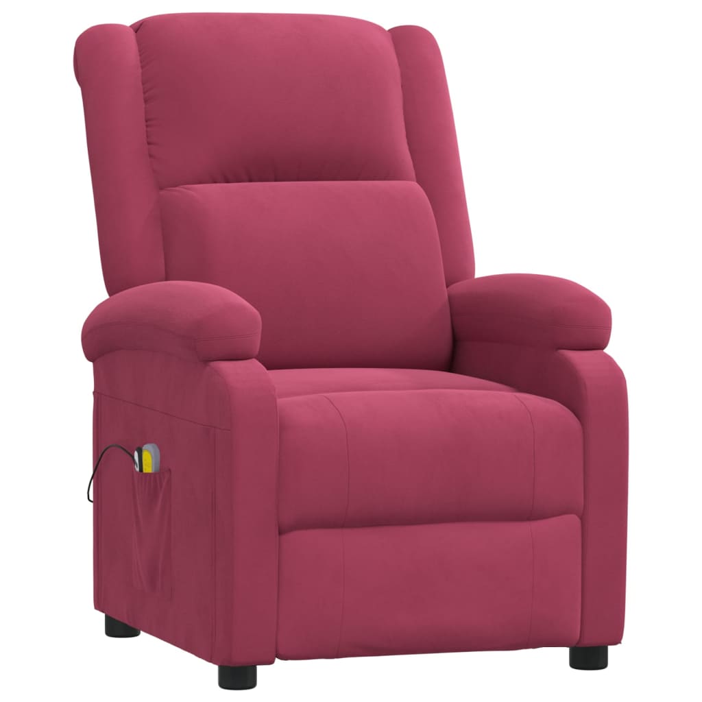 Poltrona de massagens elétrica veludo vermelho tinto