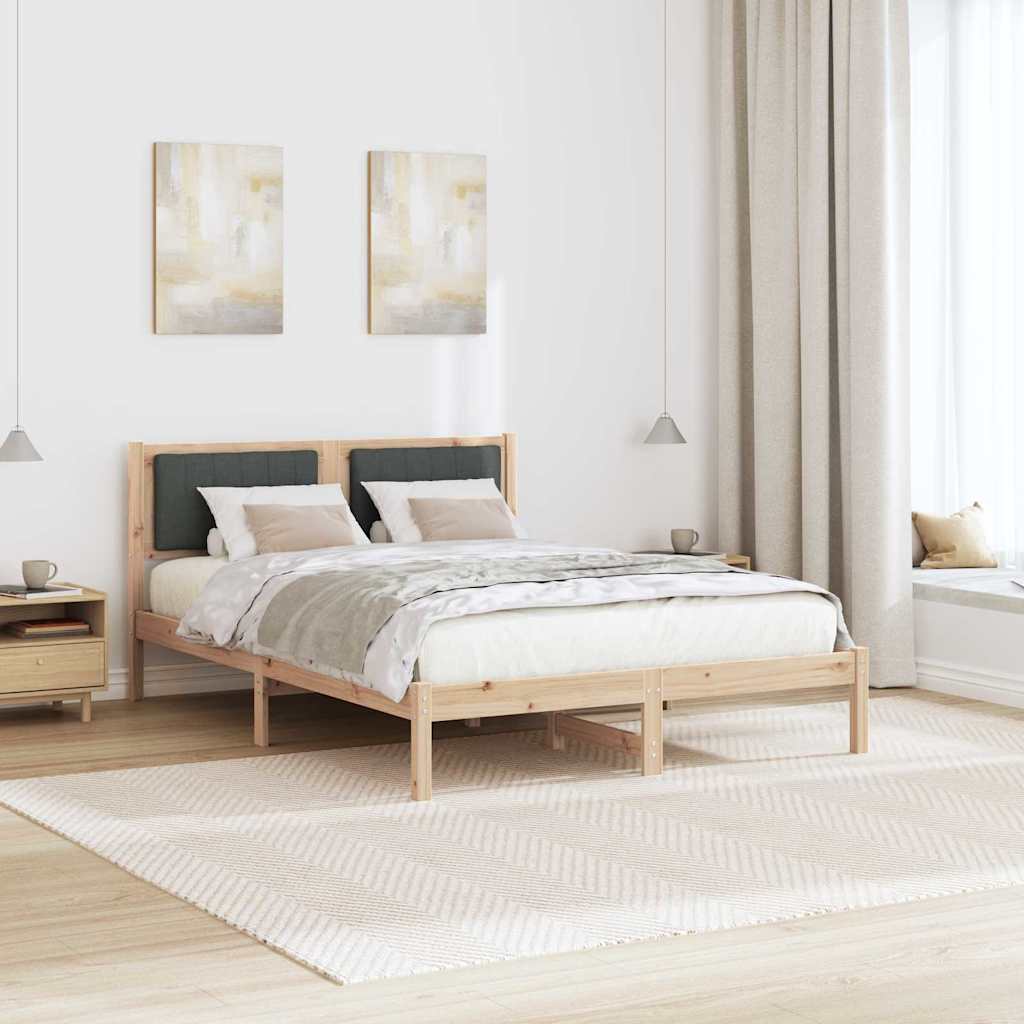 Estrutura de cama com cabeceira estofada cinza escuro