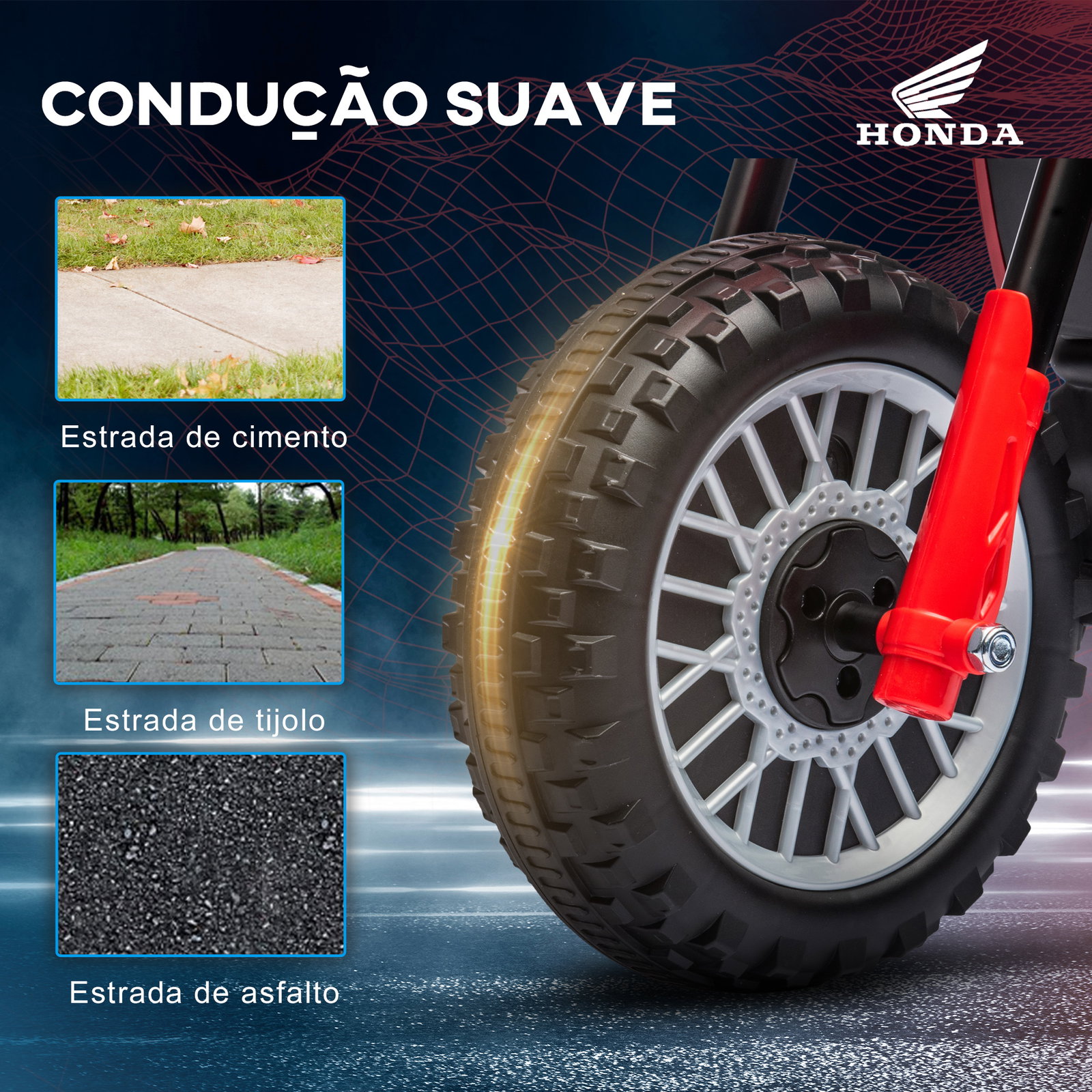 Mota elétrica com licença honda crf450rl bateria 6v com velocidade 3km/h buzina e som de arranque 71x40,5x43,5 cm vermelho