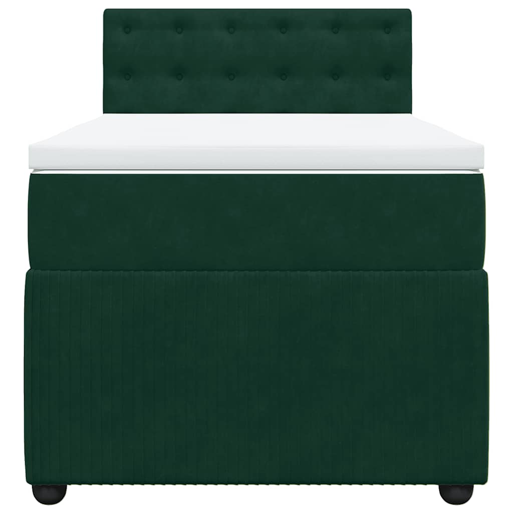 Cama com molas/colchão 90x200 cm veludo verde-escuro