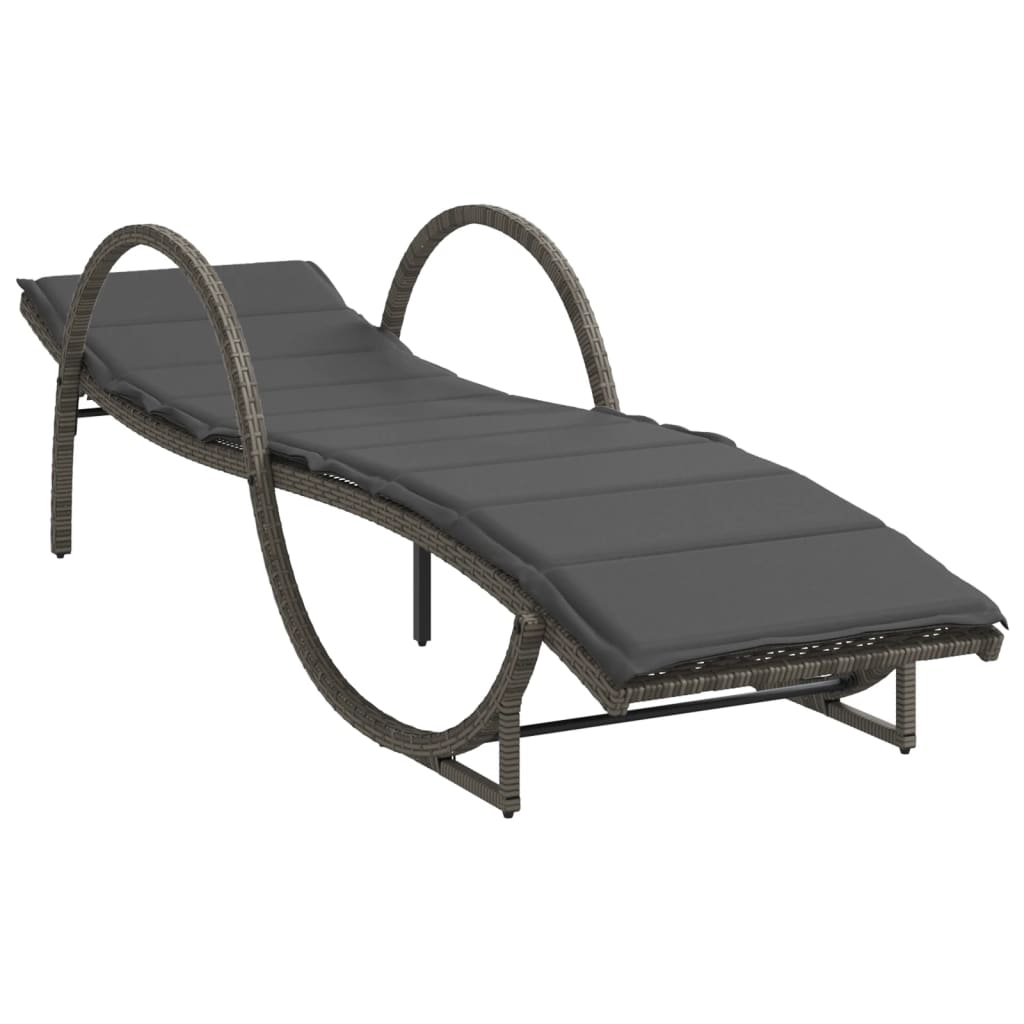 Espreguiçadeiras com mesa 2 pcs vime PE cinzento